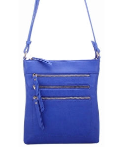 Crossbody Purse Bag Triple Zipper WU093 ROYAL BLUE